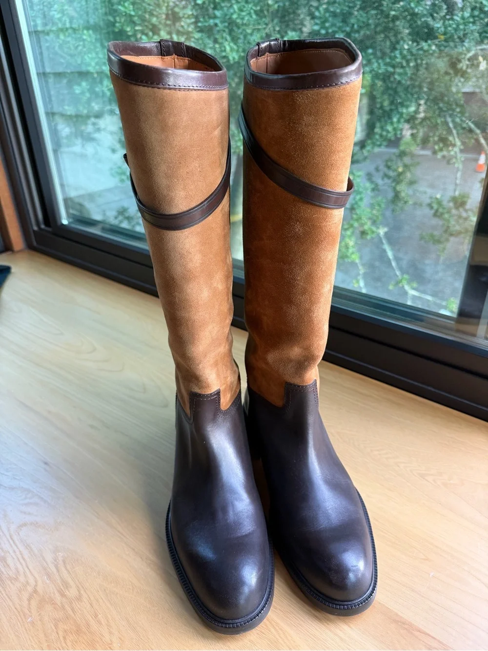 Polo Ralph Lauren Excellent Two-Tone Brown Leather & Suede Riding Boots
